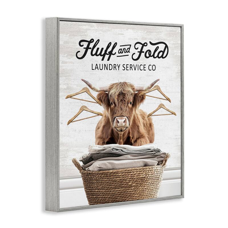Stupell Vintage Fluff & Fold Cattle Framed Giclee Art Design By Lettered and Lined