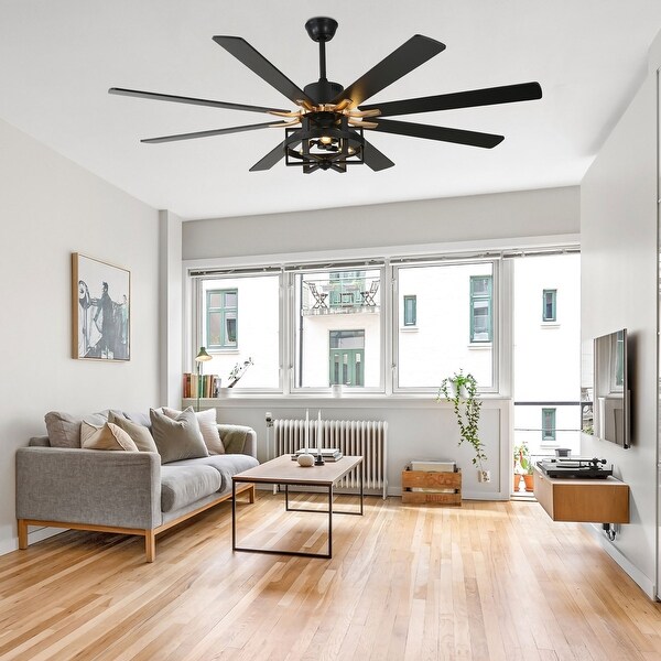 Oaks Aura Futuristic 65in. Modern Industrial Caged Ceiling Fan