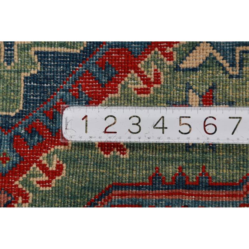 Green Kazak Foyer Rug Traditional Handmade Wool Carpet - 2'7"x 4'1"