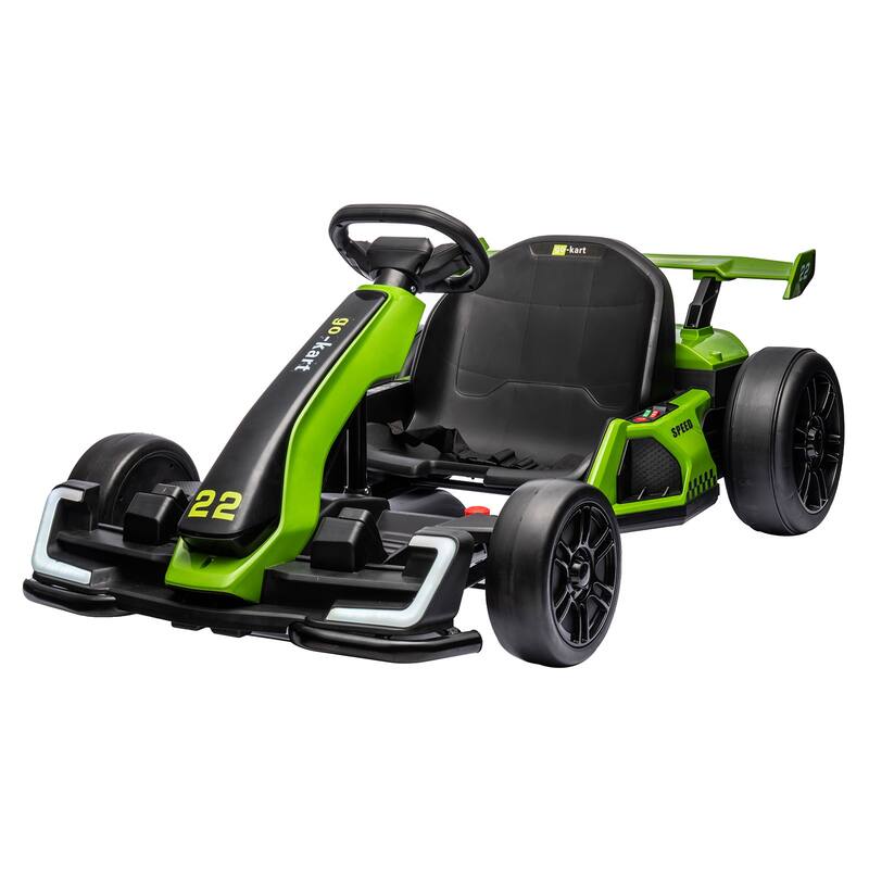 24V Electric Go Kart for Kids, Powerful Drift Kart with 2 * 150W Motors - Green