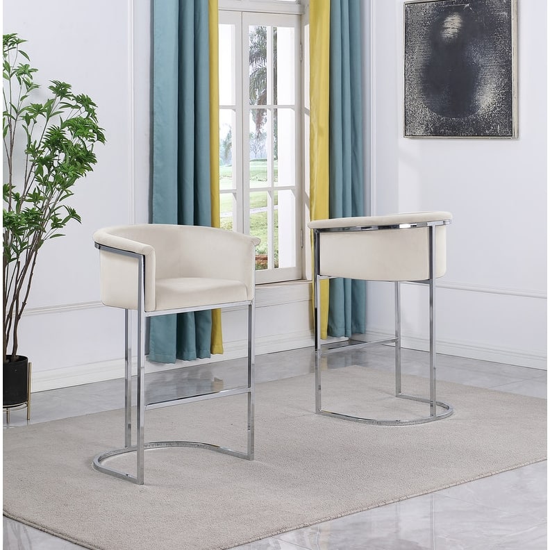 Best Quality Furniture Upholstered Counter Height Chair - Cream and Silver