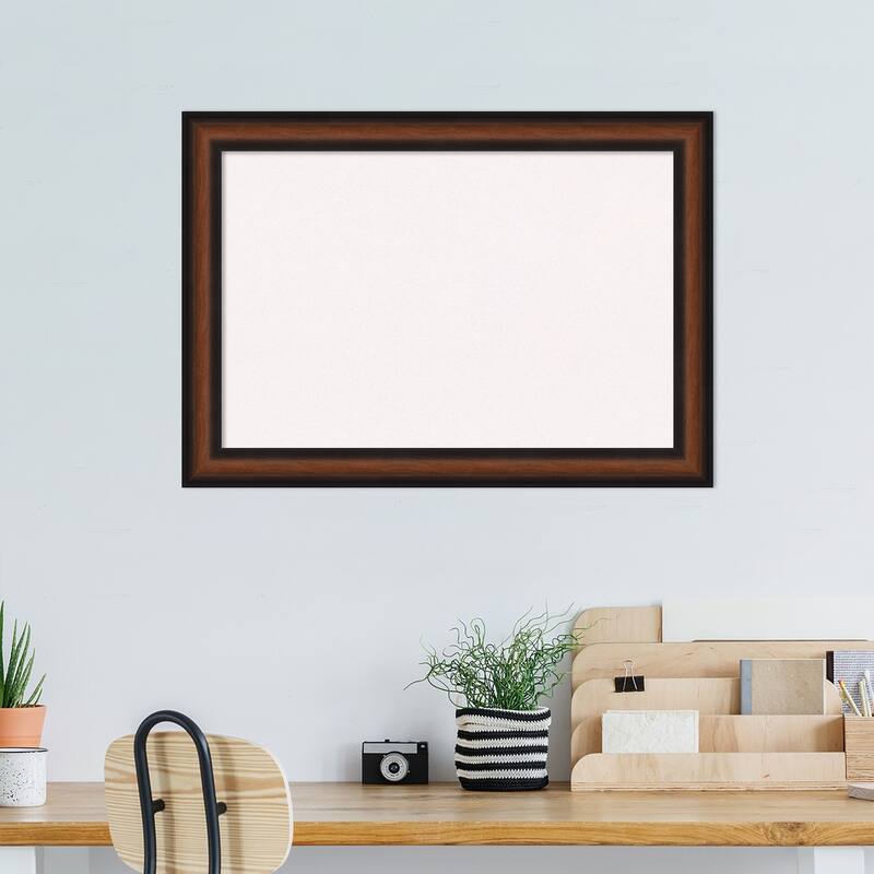 Yale Walnut Framed White Corkboard Bulletin Board