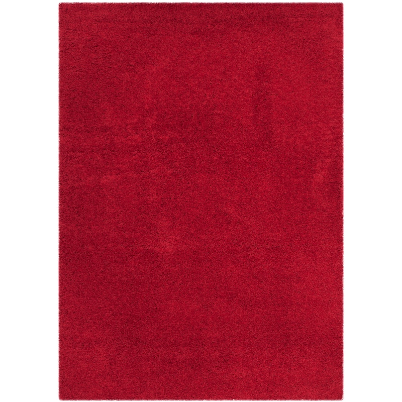 SAFAVIEH Laguna Shag Verdiana Solid Color 2-inch Thick Rug. - 5'3" x 7'6" - Red - Rectangle