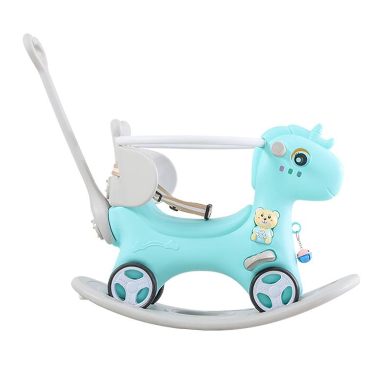 3-in-1 Toddler Unicorn Rocking Horse, Ride-On, and Balance Bike with Sound Button, Ideal for Ages 1-3