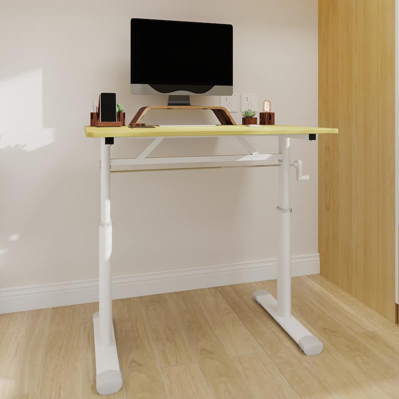 Roomfitters 31.5" Adjustable Height Study Desk - Compact Multi-Purpose Desk for Kids & Adults, Manual Crank Standing Desk