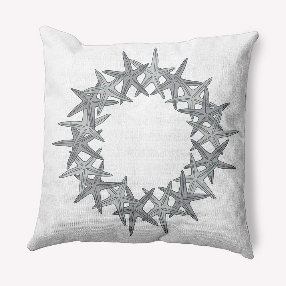 Starfish Wreath Soft Spun Polyester Indoor/Outdoor Throw Pillow
