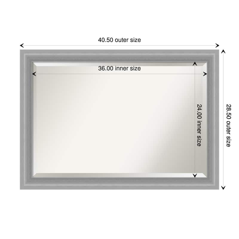 Beveled Wall Mirror - Peak Polished Nickel Narrow Frame - Peak Polished Nickel Narrow - 40.5 x 28.5-inch