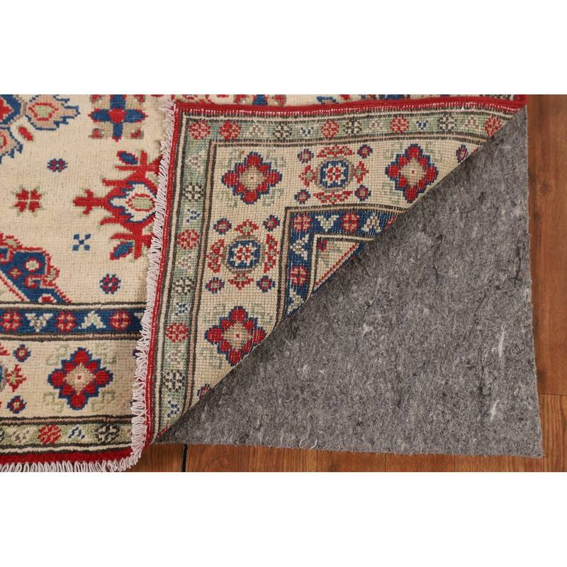Geometric Beige Kazak Oriental Accent Rug Handmade Beige Wool Carpet - 2'11" x 4'0"