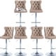 preview thumbnail 73 of 76, Swivel Velvet Bar Stools Sliver Pesdestal (Set of 6) Set of 6 - Khaki Velvet