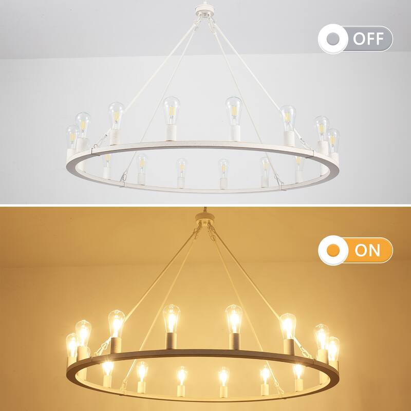16-Light Farmhouse Chandelier , 47.24 In Wagon Wheel Chandelier for Dining Room Living Room Bedroom Kitchen