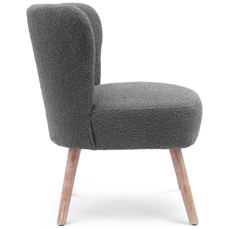 Boucle Polyester Upholstered Armless Accent Chair - Stain Resistant (Set of 2)