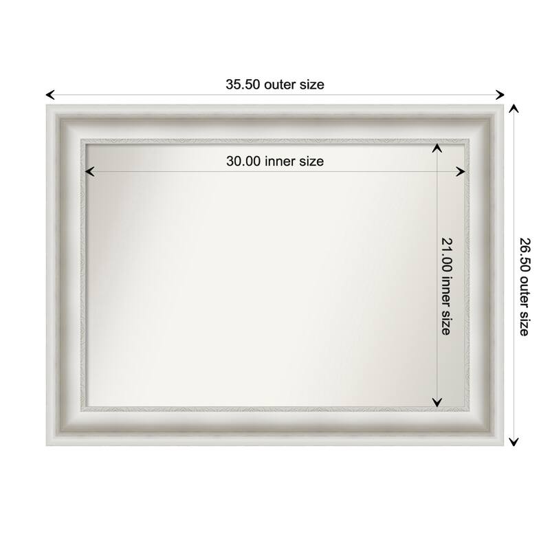Parlor White Framed Non-Beveled Custom Wall Mirror, Bathroom Vanity Mirror - Outer Size: 35.5 x 26.5