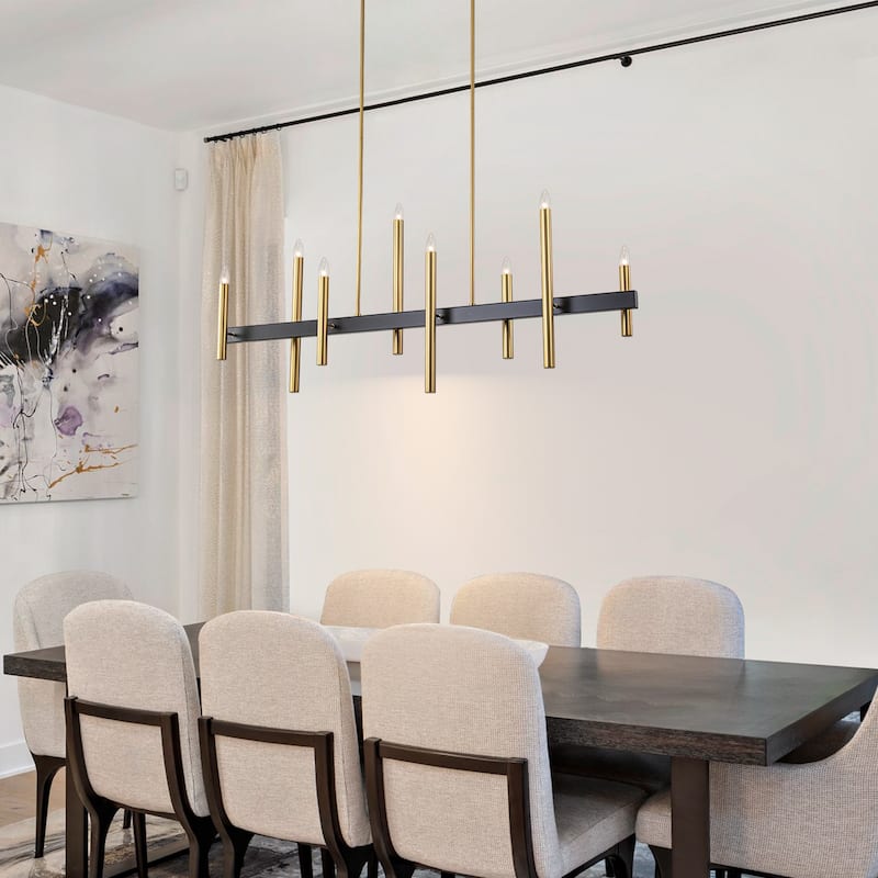 8-Light Modern Linear Candlestick Chandelier Kitchen Island Pendant Lighting