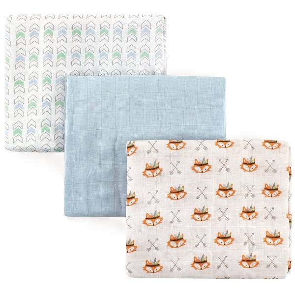 slide 1 of 1, Luvable Friends Baby Boy Muslin Cotton Swaddle Blanket, Wild And Free, One Size - Wild And Free - One Size
