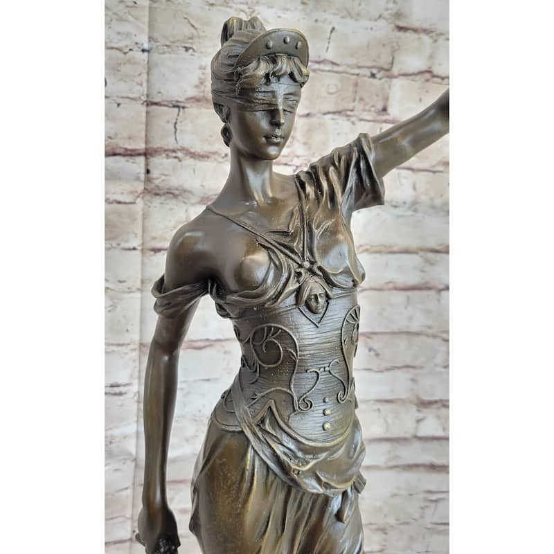 25 Inches Tall Large Blind Justice By Mayer Hot Cast Handcrafted Sculpture Marble Figu