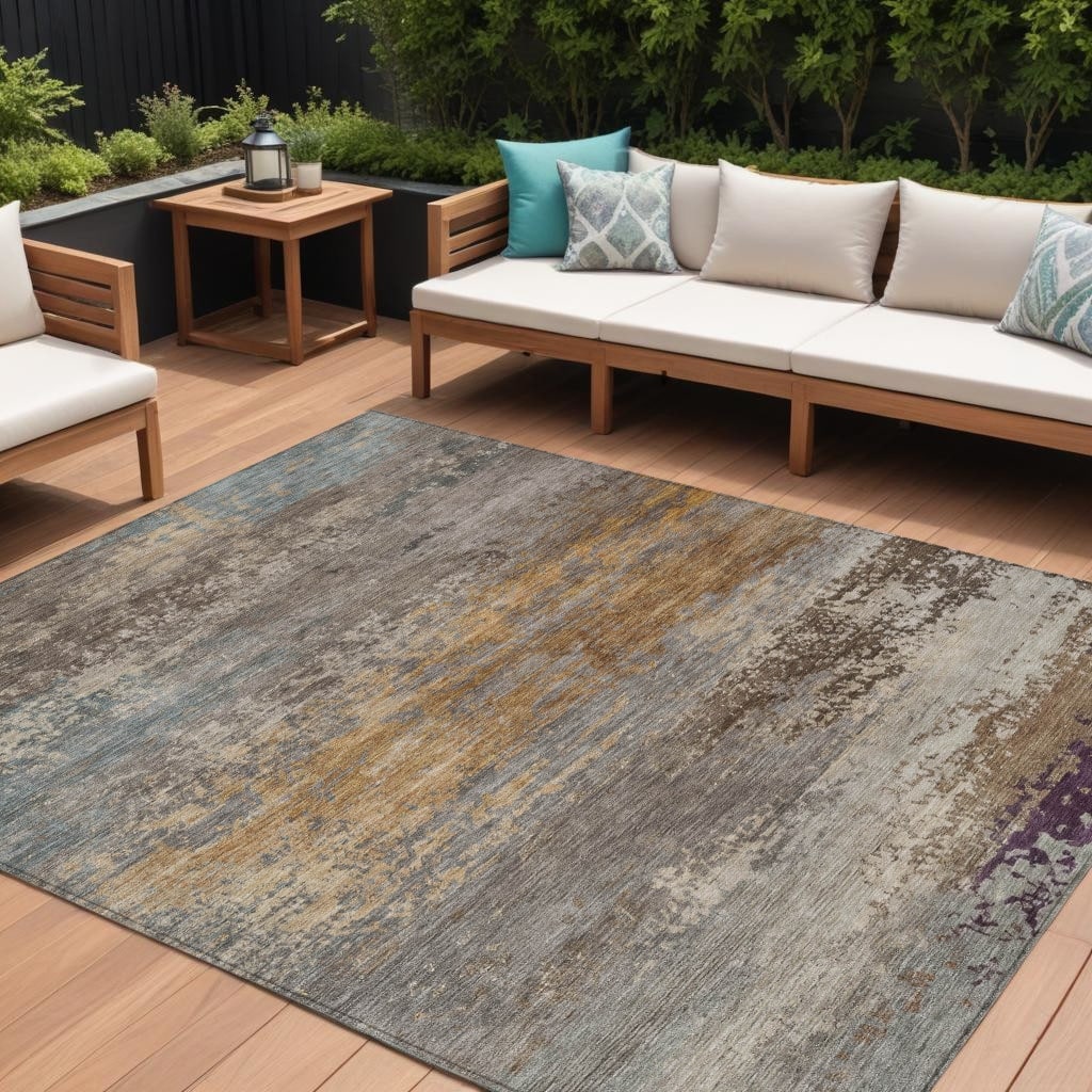 HomeRoots Abstract Transitional Rectangle Outdoor Rug