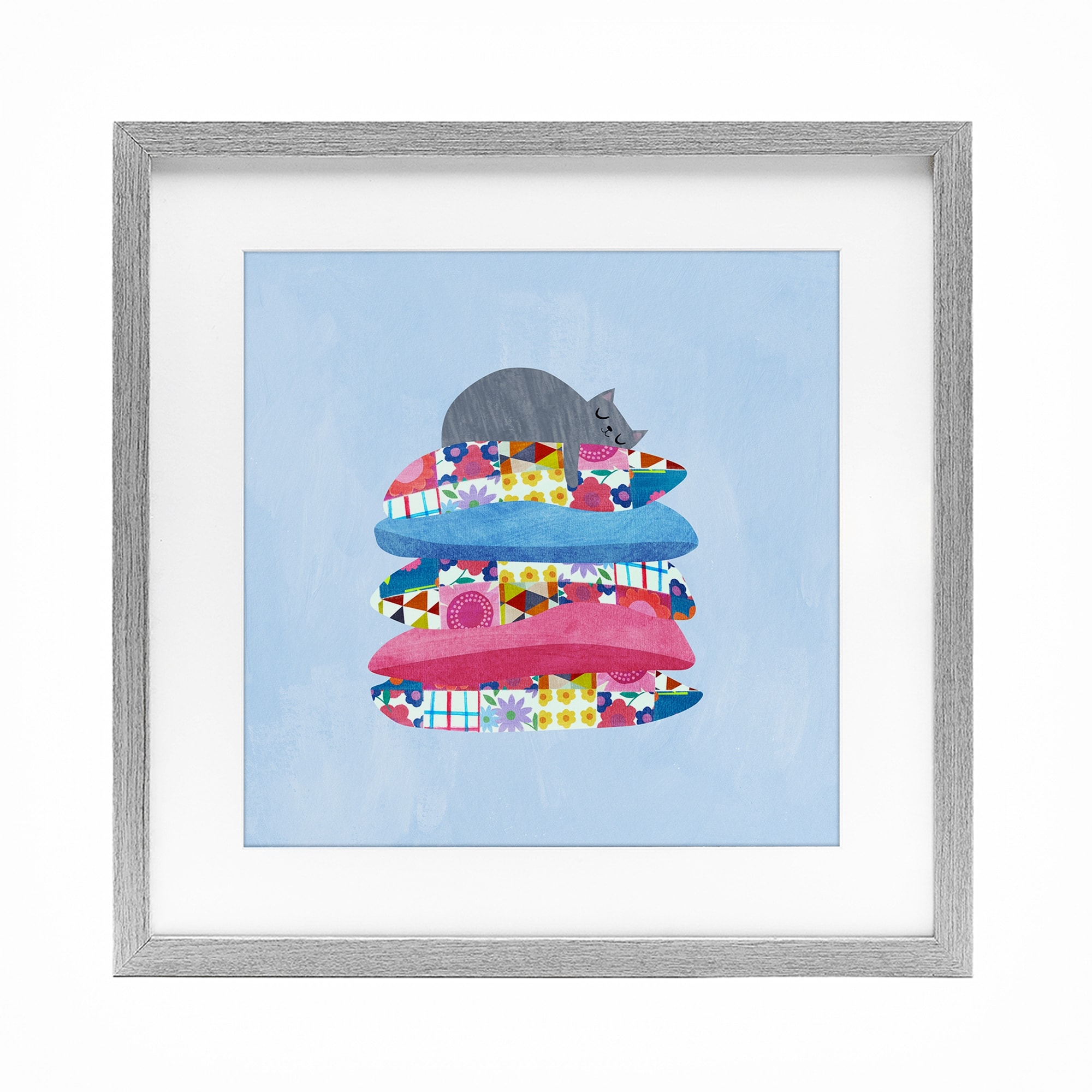 Cozy Sleeping Cat on Pillows by Angie Rozelaar