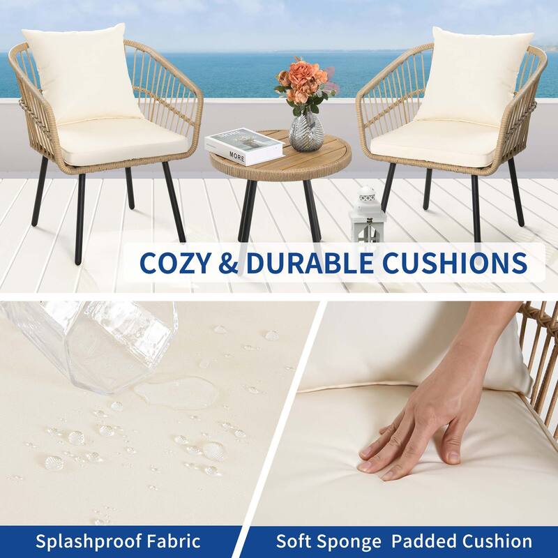 Moasis Outdoor Patio All-Weather Wicker Loveseat/Bistro Set/Sectional Sofa with Cushions and Lumbar Pillows