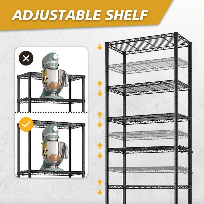 8 tier Heavy Duty Storage Adjustable Metal Shelves 78.74" H Wire Shelving Unit 1600LBS NSF