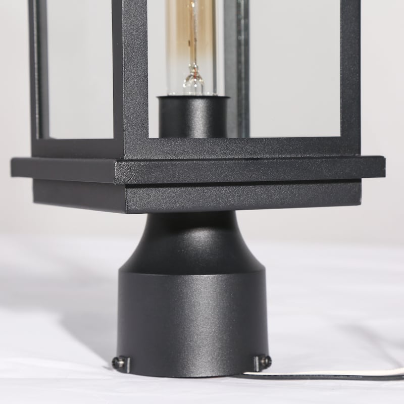 Modern Farmhouse 1-Light Black Outdoor Post Lights Patio Wall Sconces - L 6.7" x W 6.7" x H 17.7"