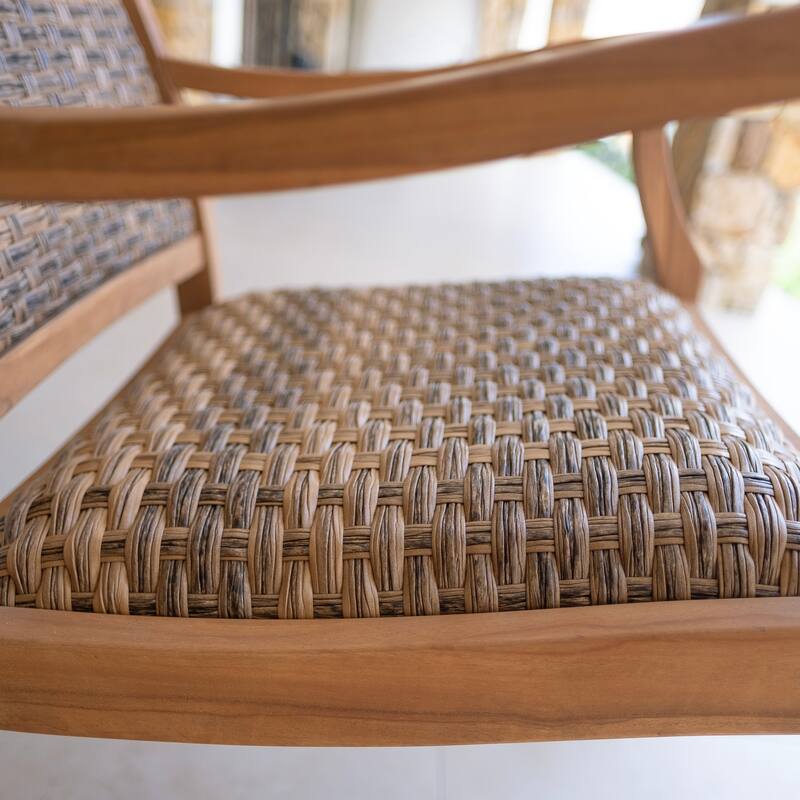 Cambridge Casual Camden Solid Teak Outdoor Rocking Chair with Padded Woven Seat