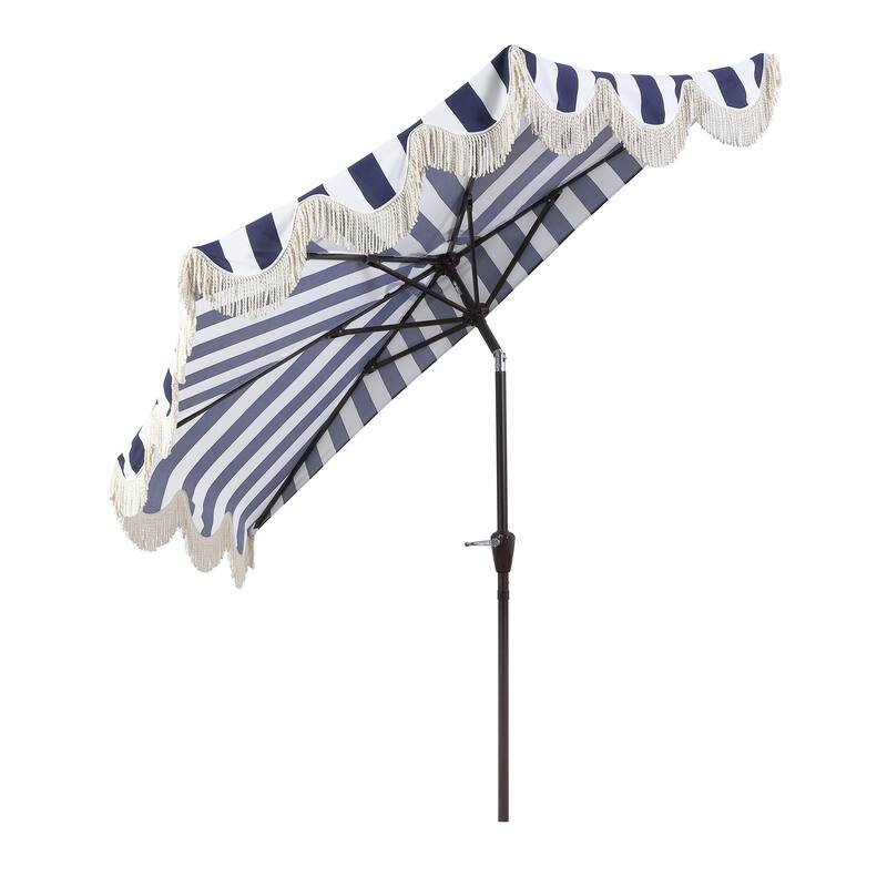 9ft Half Market Umbrella, Scalloped, Crank, Tilt, UV, by JONATHAN Y