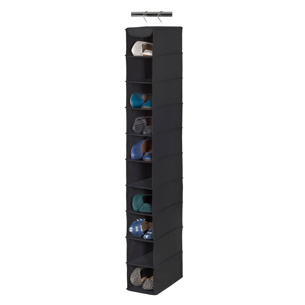 Richards Homewaresblack Hanging Closet Shoe Organizer 10 Shelf Shoe Organizer Black Dailymail
