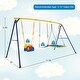preview thumbnail 3 of 8, Gymax 3-in-1 Kids Swing Set 660 LBS Carbon Steel Swing Frame w/ Belt