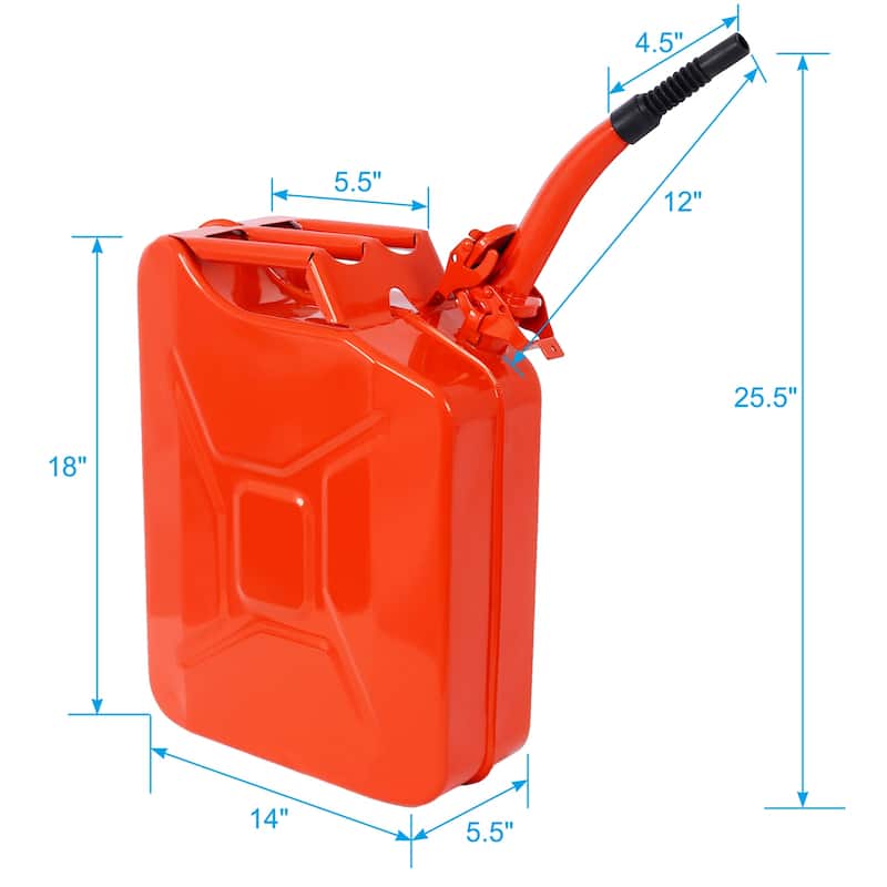 20 Liter (5 Gallon) Jerry Fuel Can with Flexible Spout, Portable Jerry Cans Fuel Tank Steel Fuel Can