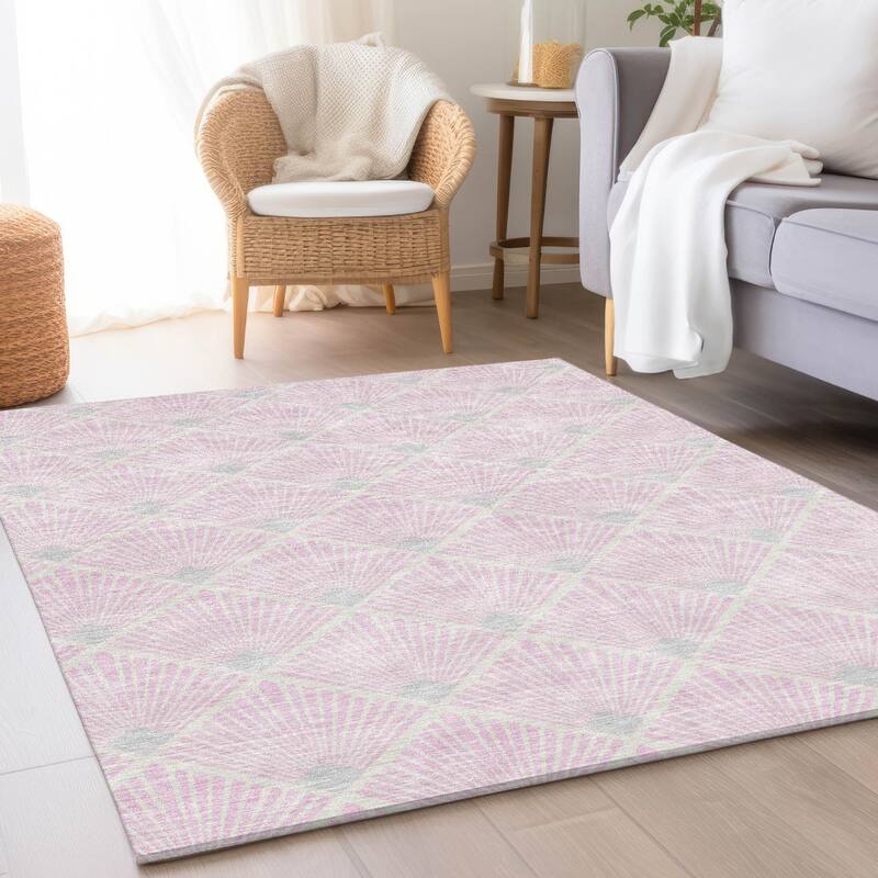 Premium Washable Super Soft Diamond Trellis Mayfield Rug - Pink - 9' x 12'