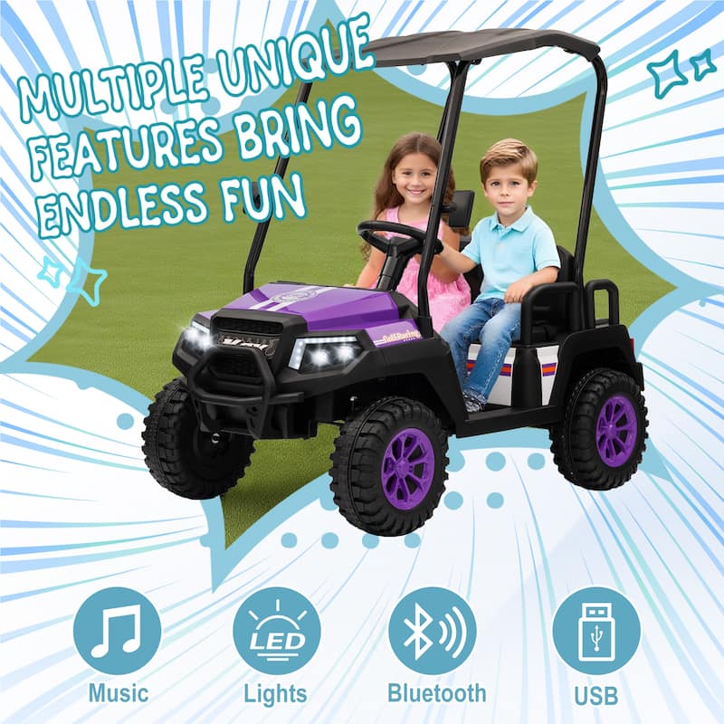 24V XL Kids Ride On Electric Truck with 4 Seats, Remote Control, Dual Motors, Suspension, Bluetooth Audio & Removable Sunshade