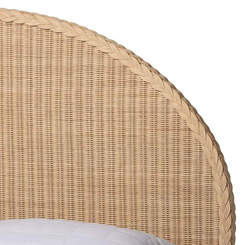 Lanica Japandi Sun-Bleached Braided Rattan Queen Size 4-Piece Bedroom Set