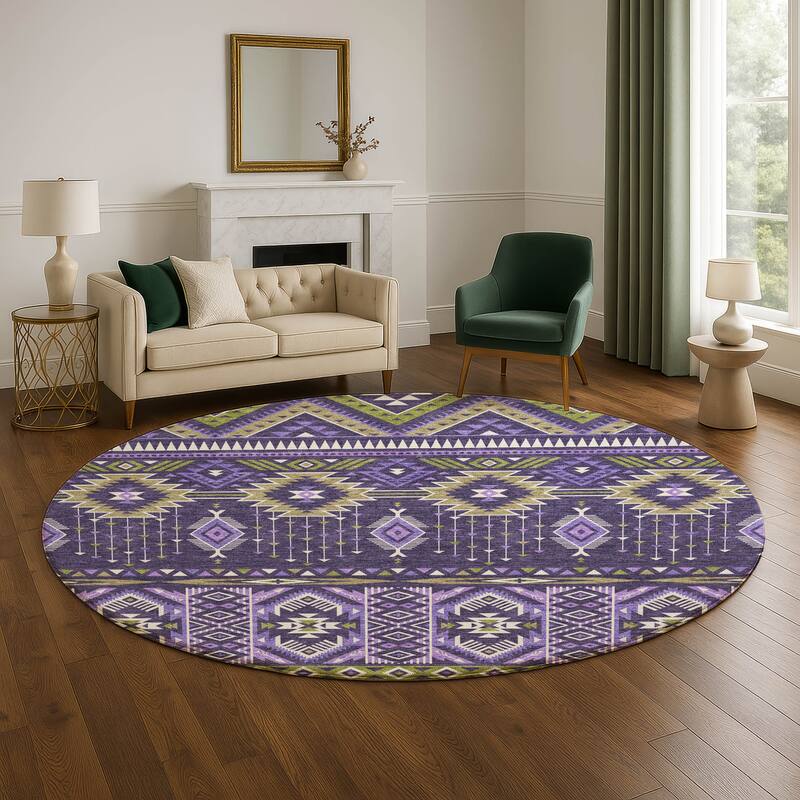 Premium Washable Super Soft Global Inspiration Mayfield Rug - Purple - 8' x 8'