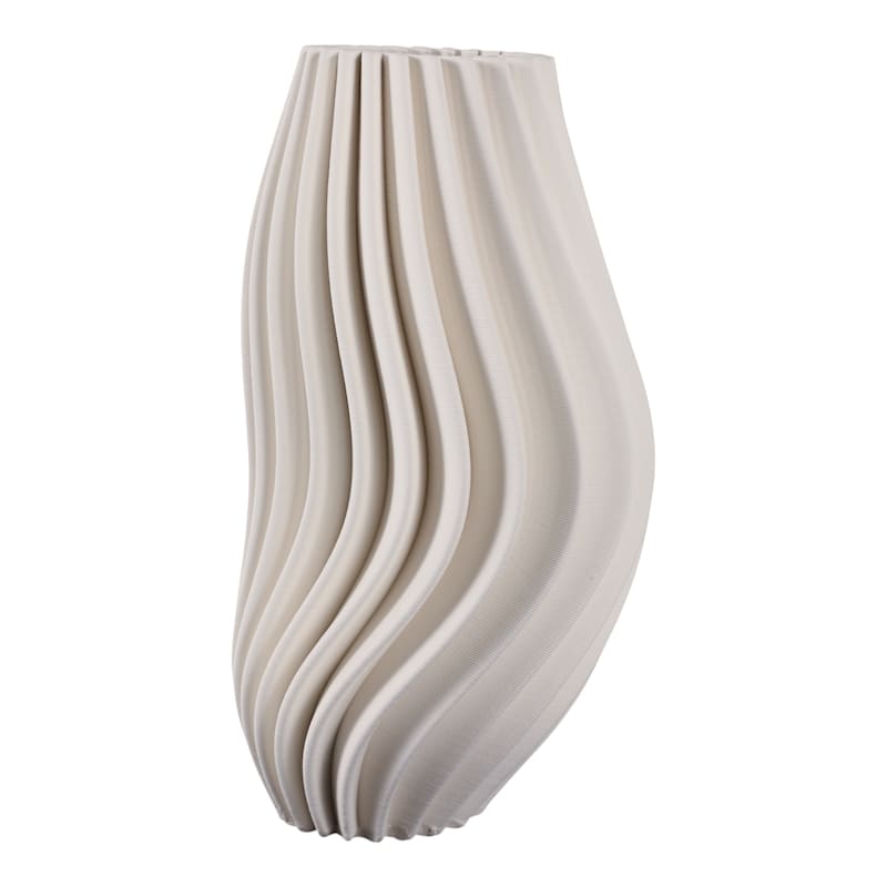 Porcelain Sculptural Fluted Vase Vertical Ribbed Design Modern Style