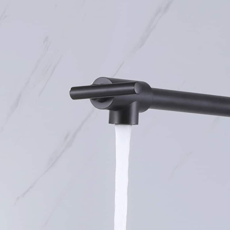Wall Mounted Pot Filler Kitchen Faucet Black, Folding Stretchable Kitchen Faucet With Double Joint Swing Arms