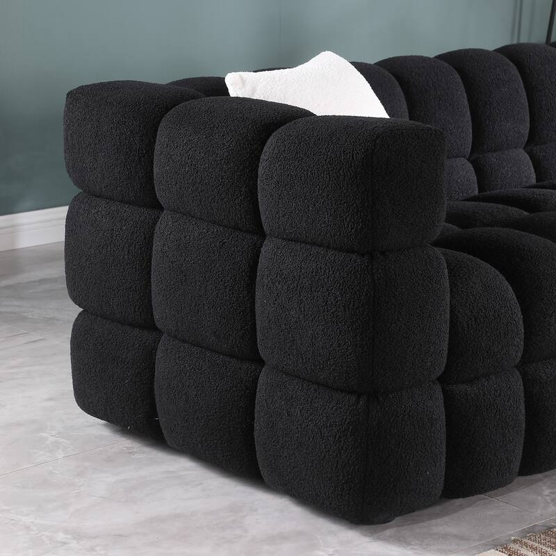 62.2" Boucle Marshmallow Sofa, 2-Seater with 35.8" Deep Seat, Human-Engineered Design for US Homes