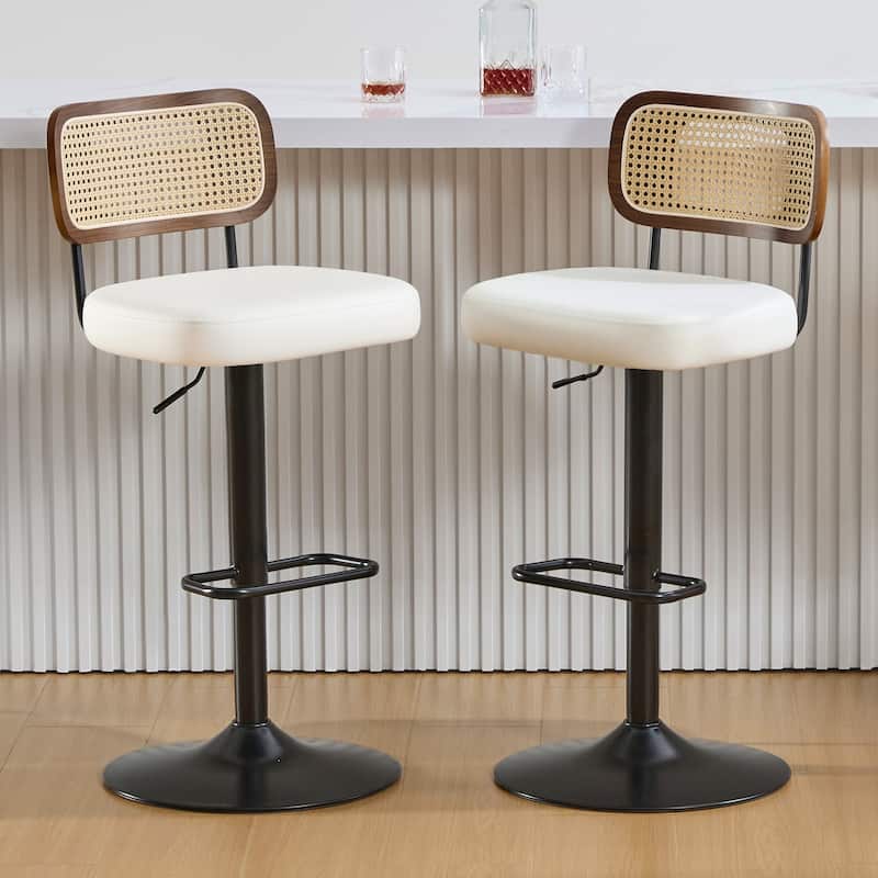 Adjustable Height Swivel Bar Stools with Back and Footrest - 17.7"W x 15.75"D x 35"-42.9"H