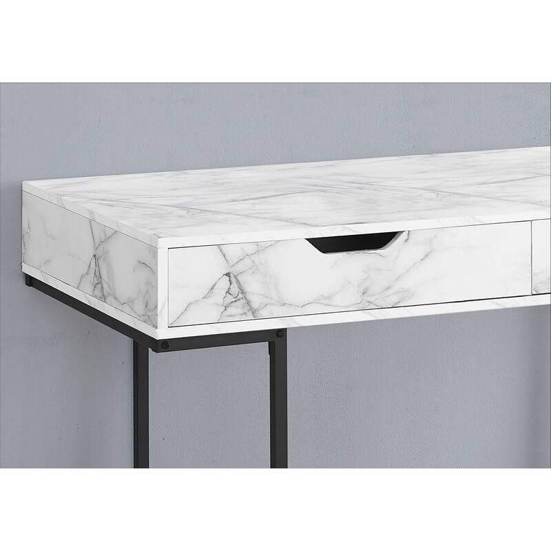 Modern Computer Desk with 2 Drawers & Metal Base