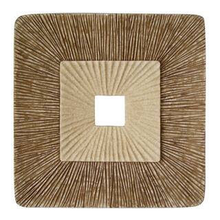 Square Sandstone Wall Decor with Ribbed Details, Set of 2, Large, Brown and Beige
