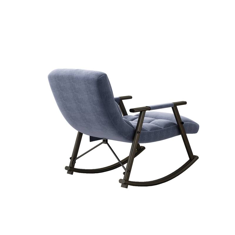 Modern 42.2" Velvet High Back Rocking Chair with Foot Rest and Side Pockets for Living Room