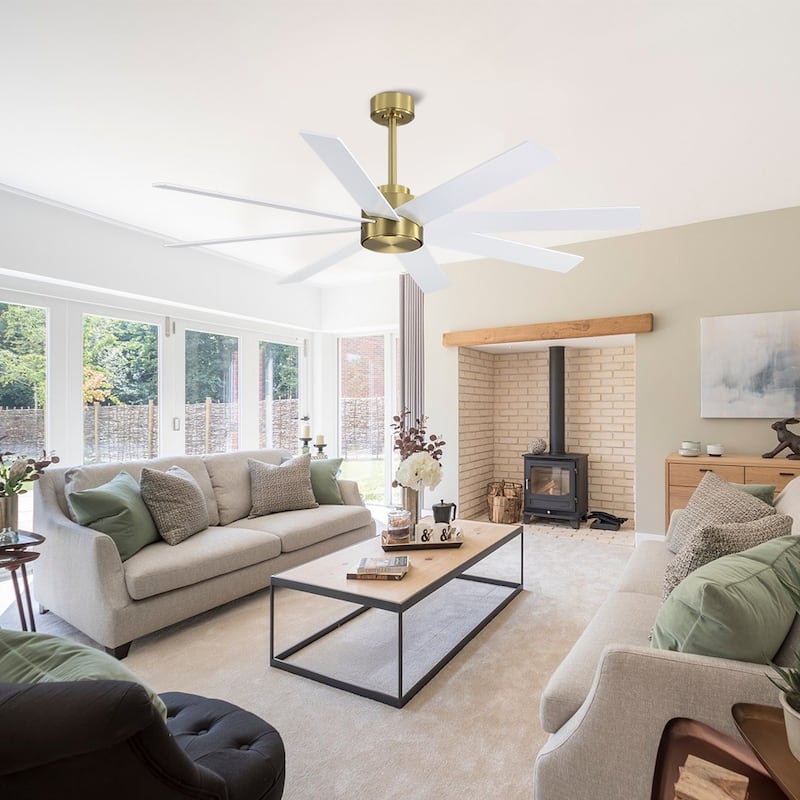 MLiAN 72 in. 8-Plywood Blades Indoor Ceiling Fan With Remote... - White and Gold