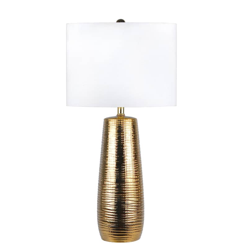 Watch Hill 26'' Kylie Ceramic Linen Shade Golden Table Lamp - 14"W x 14"D x 26"H