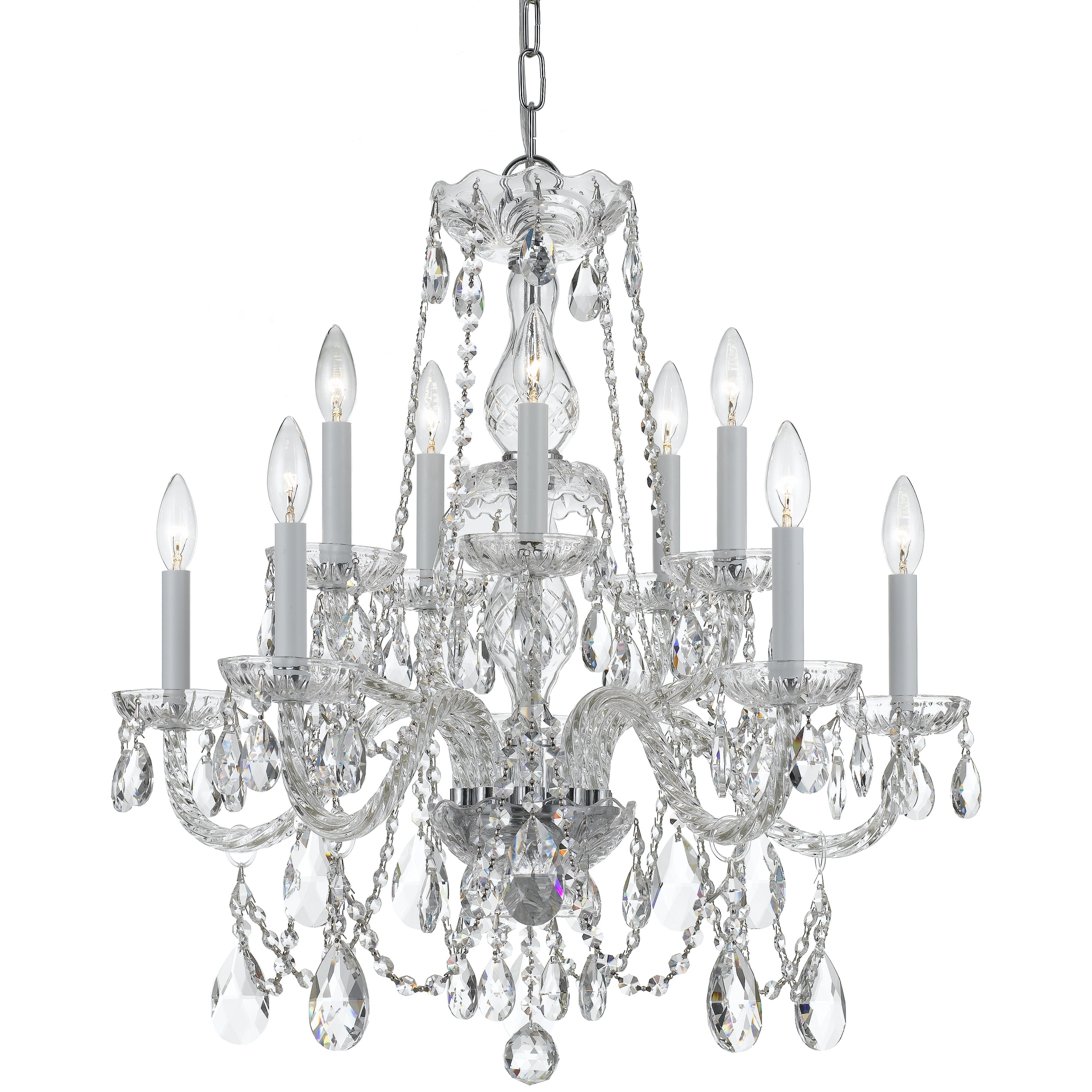 Traditional Crystal 10 Light Clear Crystal Chrome Chandelier - 26'' W x 26'' H