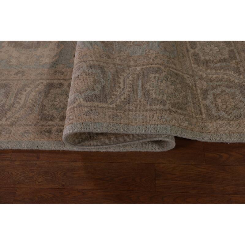 Vegetable Dye Oushak Area Rug Hand-Knotted Blue Wool Carpet - 8'3" x 10'0"