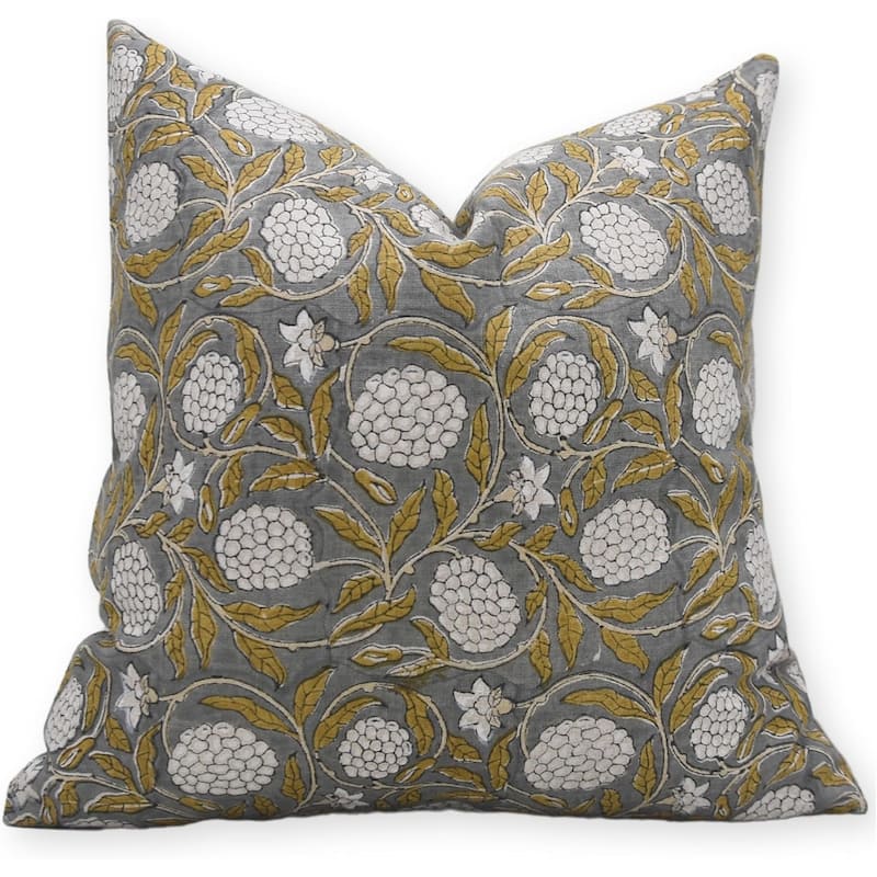 Fabdivine Linen Farmhouse Block print pillow Cover - Pillow Covers - 16" x 16"