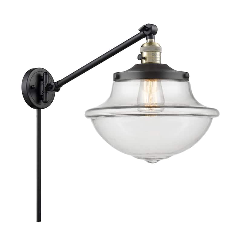 Innovations Lighting Large Oxford 13" Tall Bathroom Sconce - Black Antique Brass / Clear