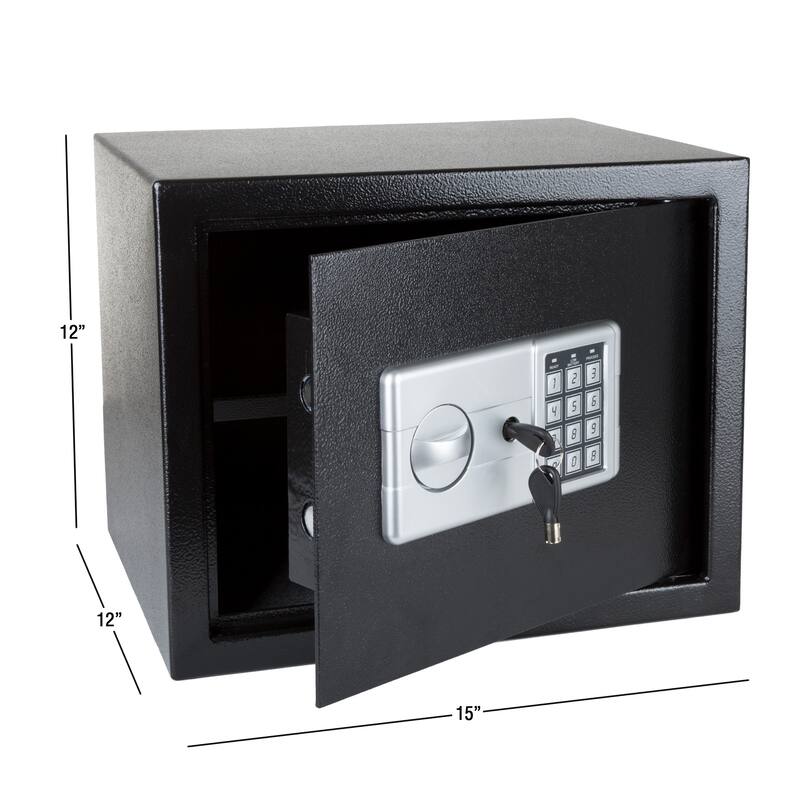 Digital Safe - Compact Steel Money Security Box with Electronic Keypad and 2 Manual Override Keys - Large Strongbox by Stalwart