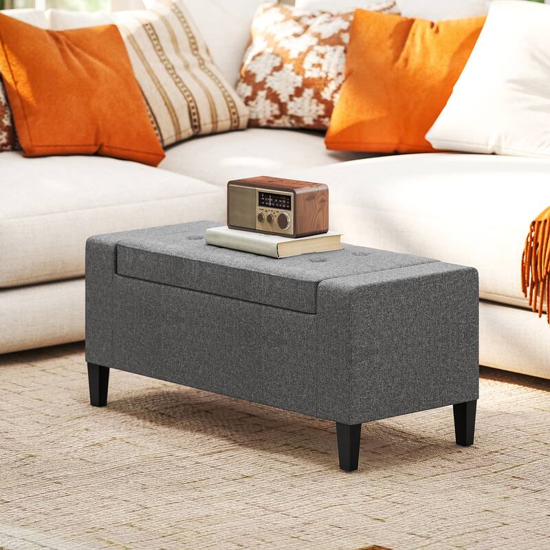 HOMCOM Ottoman Bench Tufted Storage Chest with Flipping Top, 36.25"W x 15.75"D x 15.75"H
