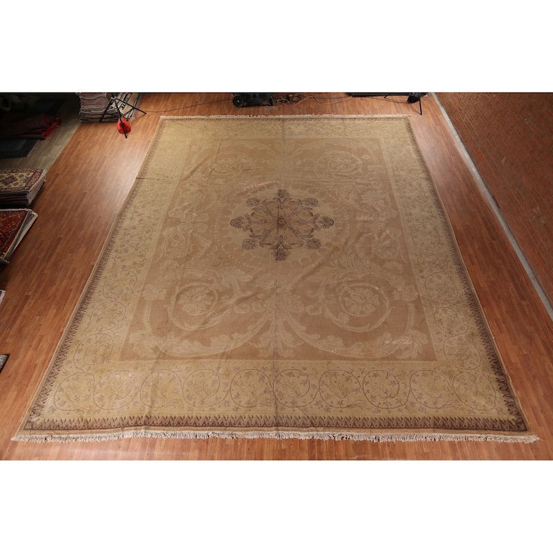 Antique Vegetable Dye Oushak Large Turkish Rug Handmade Wool Carpet - 16'7" x 19'3"