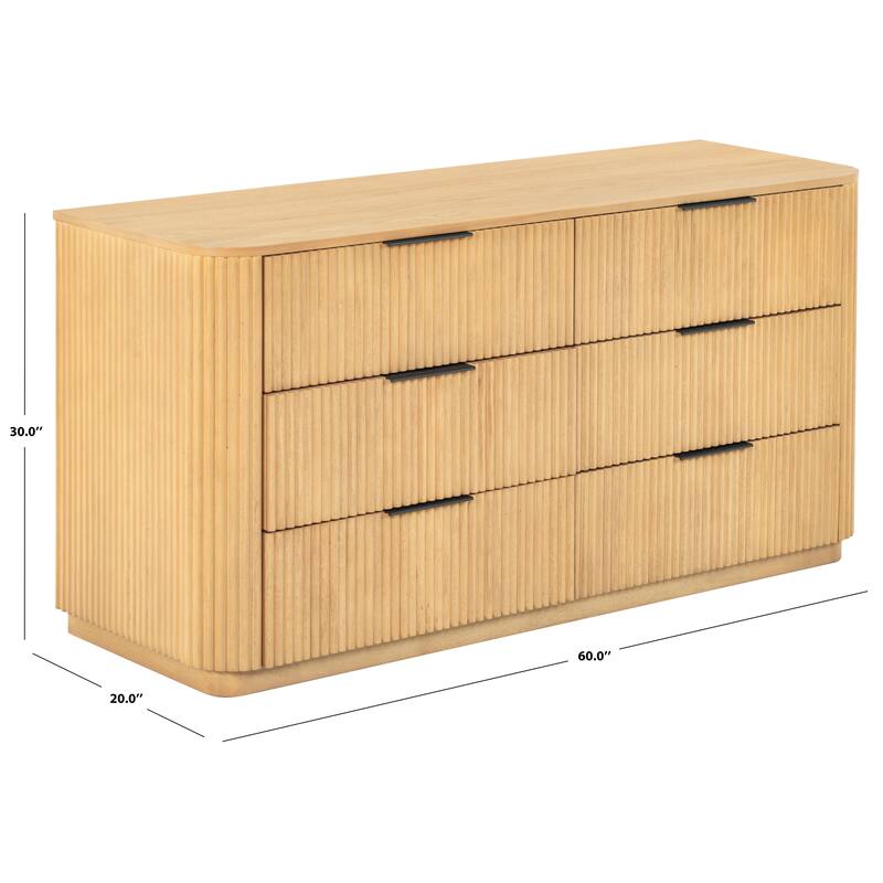 SAFAVIEH Couture Barrymore Reeded Wood 6-Drawer Dresser